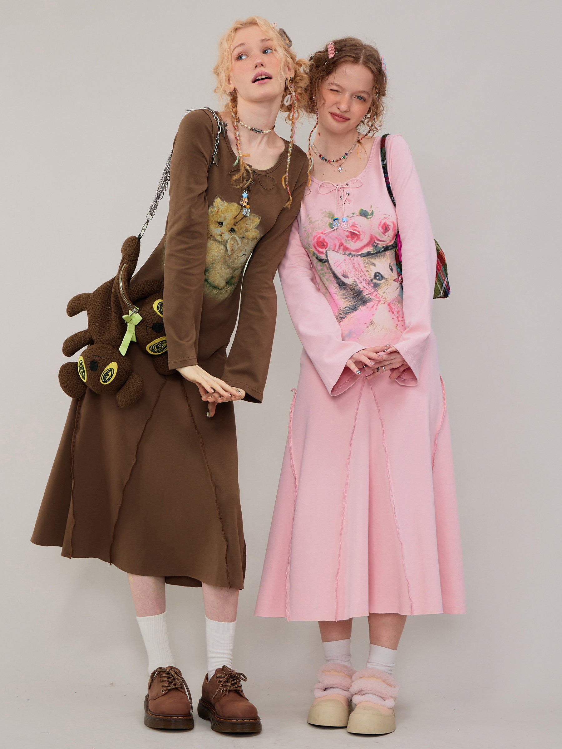 ziziFei - Girly Kei Cat Print Dress dress ziziFei