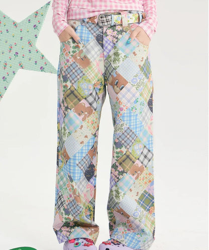 tntntutu - Teddy Patchwork Straight-Leg Pants pants tntntutu