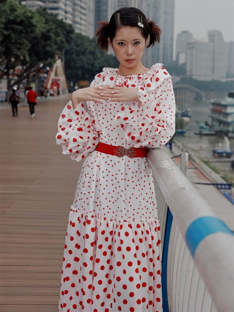 Nanjun Vintage - Polka Dot Petal Collar Dress dress Nanjun Vintage