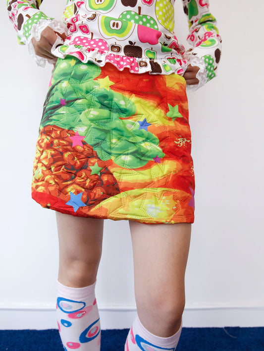 FRUITS - Kawaii Fruit Star Quilted Skirt skirt Fruits
