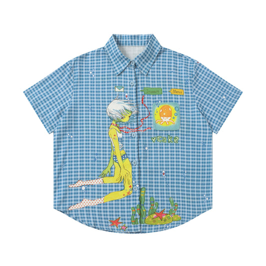 BlackBerry – Blue Plaid Cotton Shirt shirt BlackBerry