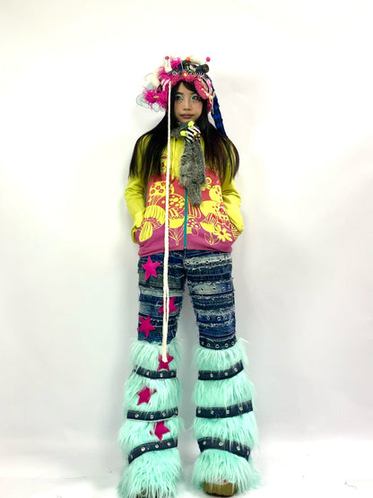 SaraPhines - Blue Furry Remake Denim Pants pants SaraPhines