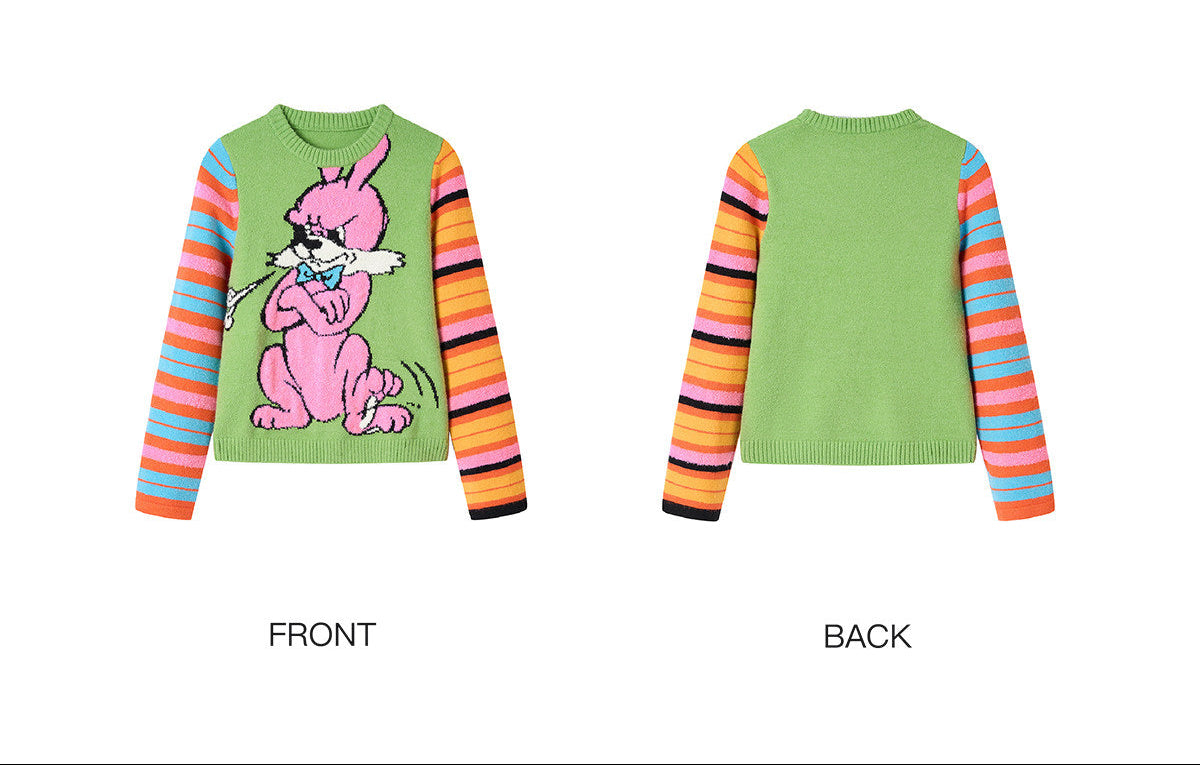 tntntutu - Asymmetric Colorblock Bunny Knit Sweater sweater tntntutu