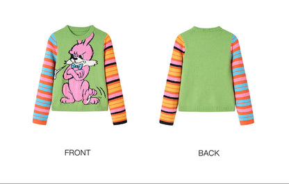 tntntutu - Asymmetric Colorblock Bunny Knit Sweater sweater tntntutu
