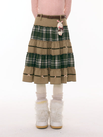 ziziFei - Girly Kei Green Plaid Midi Skirt skirt ziziFei