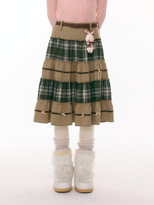 ziziFei - Girly Kei Green Plaid Midi Skirt skirt ziziFei