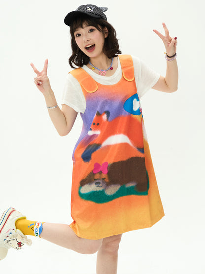Robootoo - Fox Print Oversized Cami Dress dress Robootoo