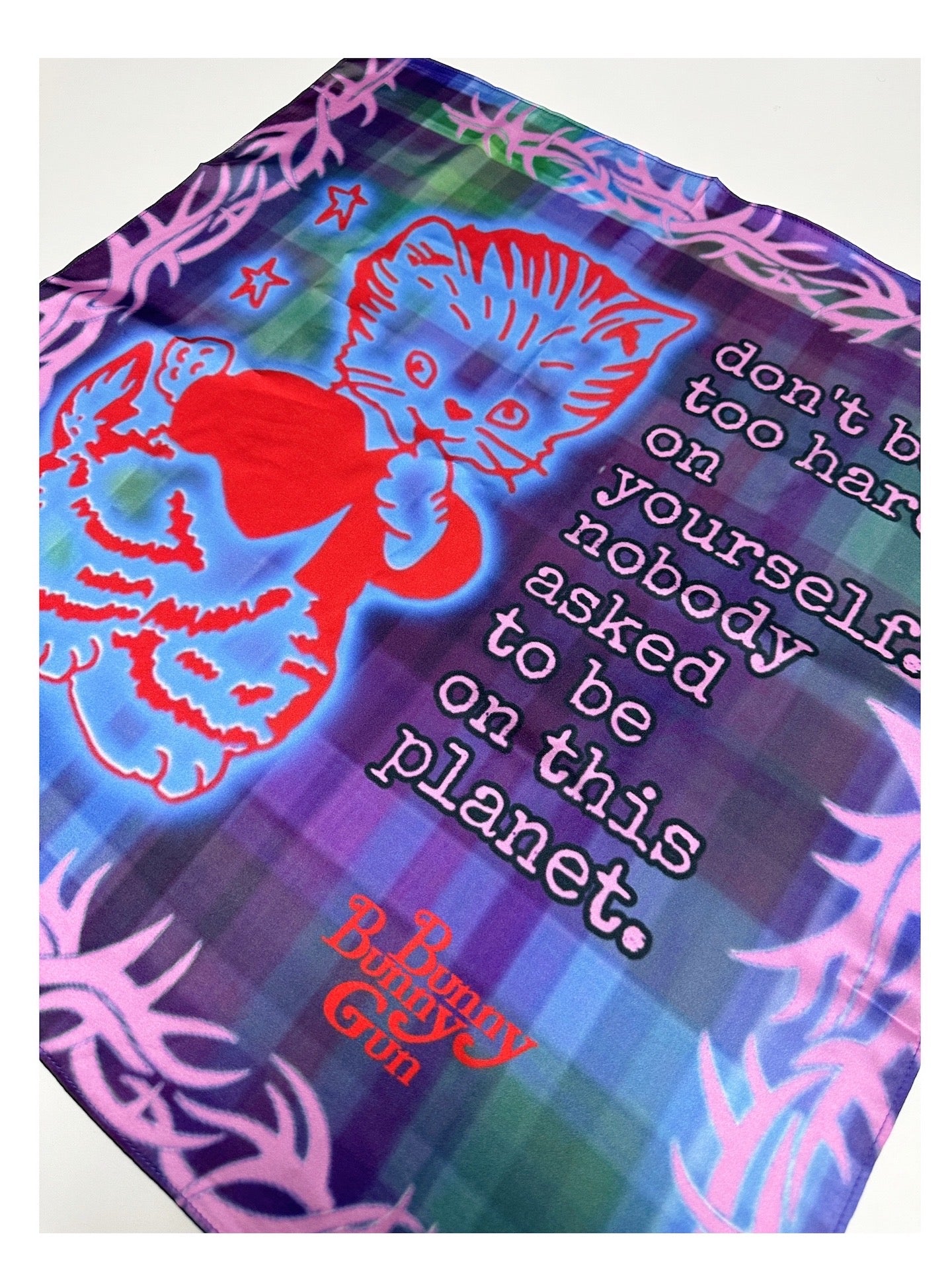 BunnyBunnyGun - Harajuku Printed Scarf Purple Polyester Multifunctional Kerchief bunnybunnygun