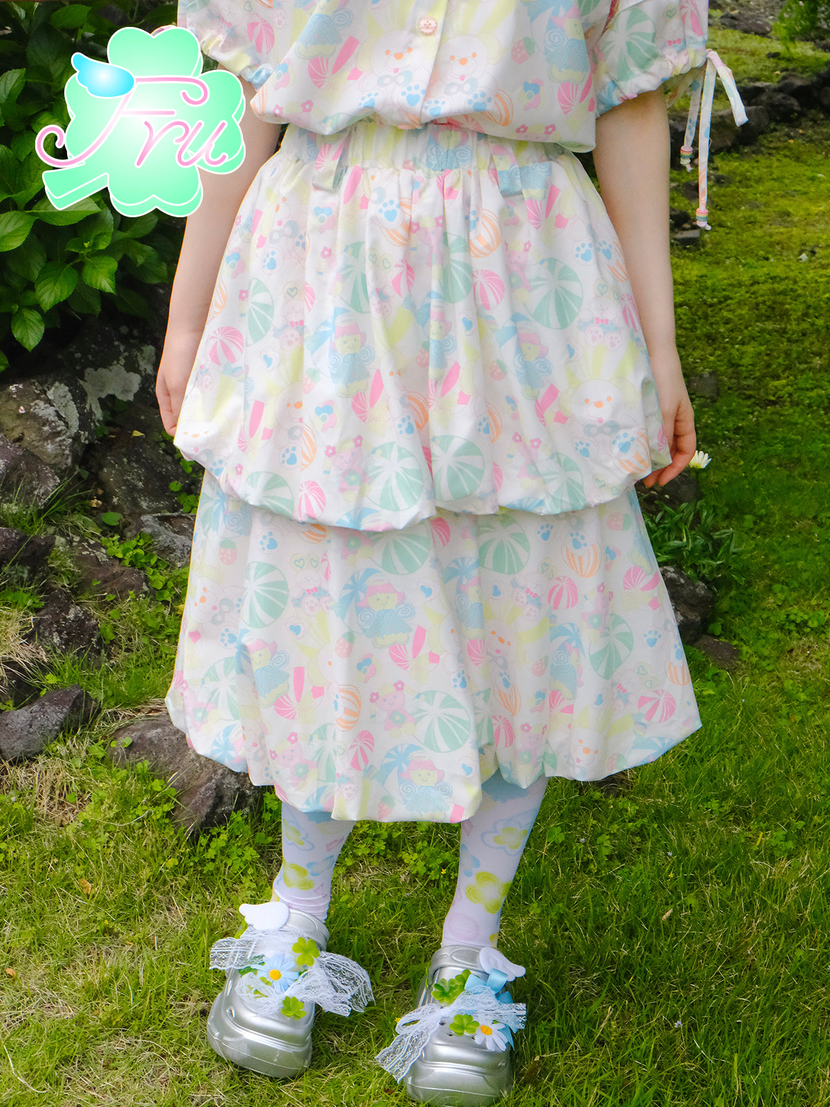 frufru Candy Print Skirt | Sweet Girl Tulip A-Line Skirt skirt Land Decora