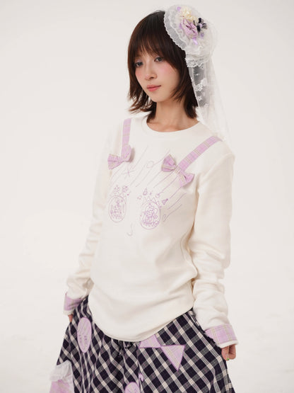 RabbitRain - Birthday Cake Bow Embroidered Sweatshirt shirt RabbitRain