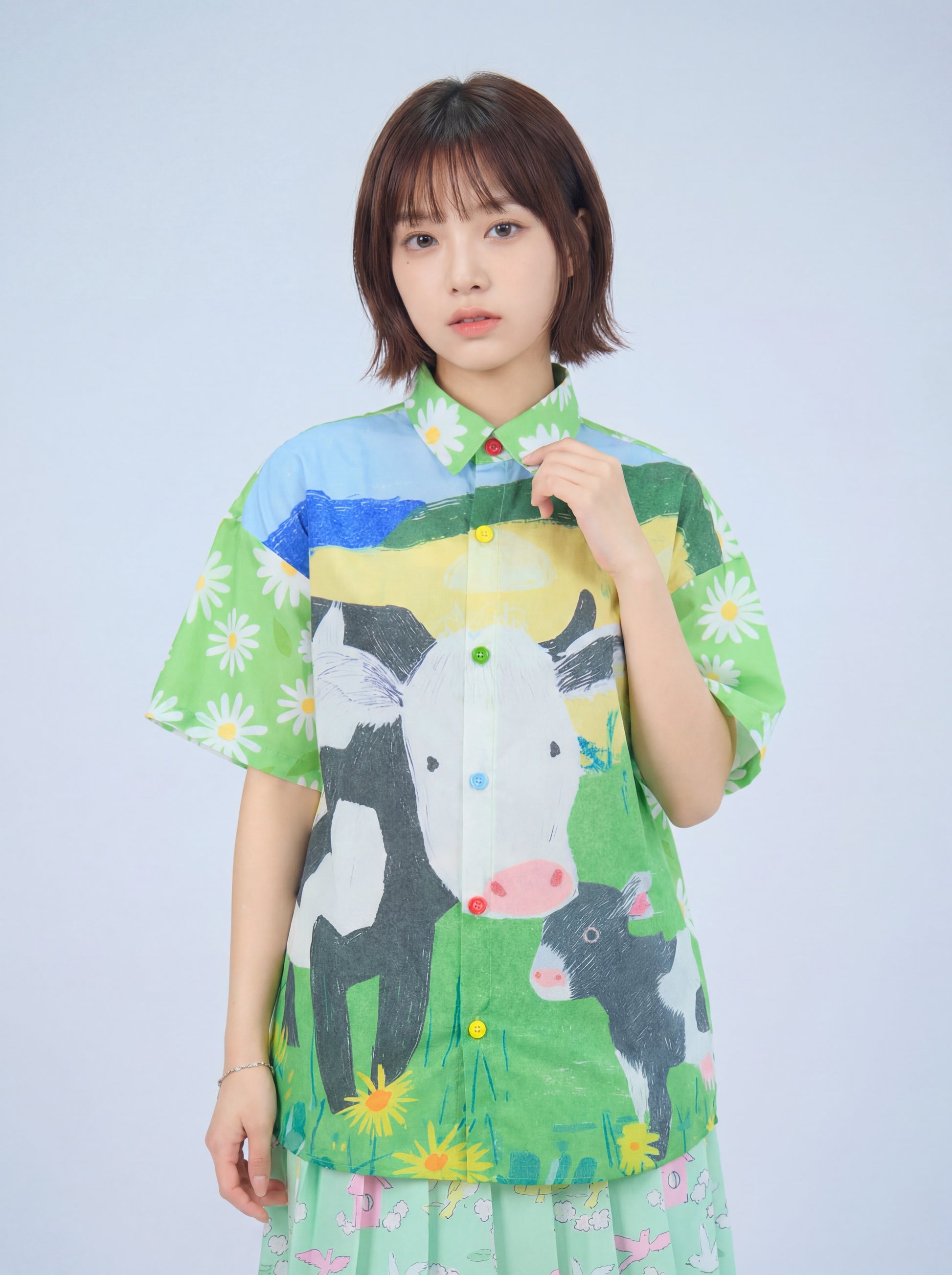 MeowMeow Bug - Green Cow Print Shirt shirt MeowMeow Bug