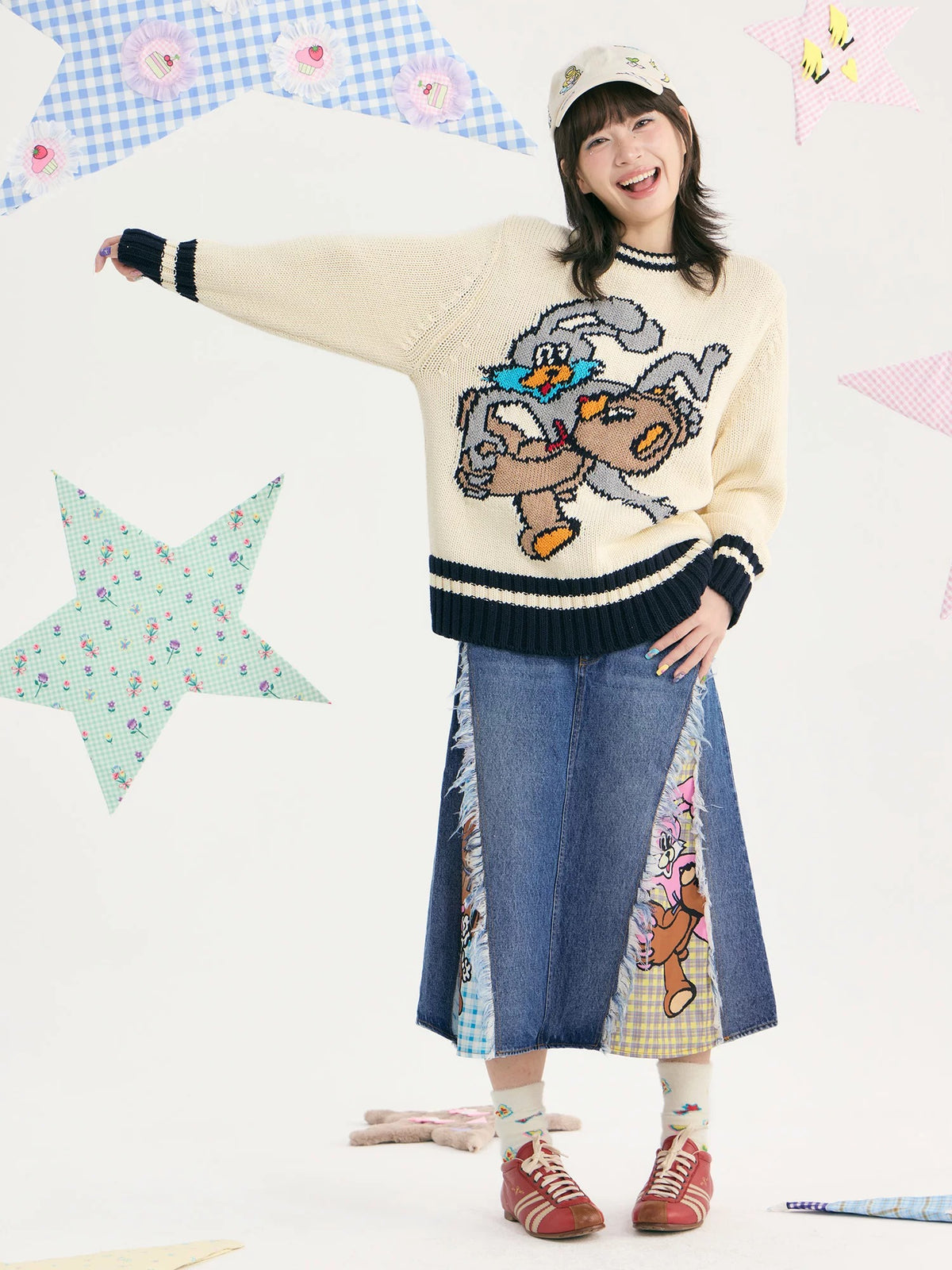 tntntutu - Bunny & Bear Intarsia Knit Sweater sweater tntntutu