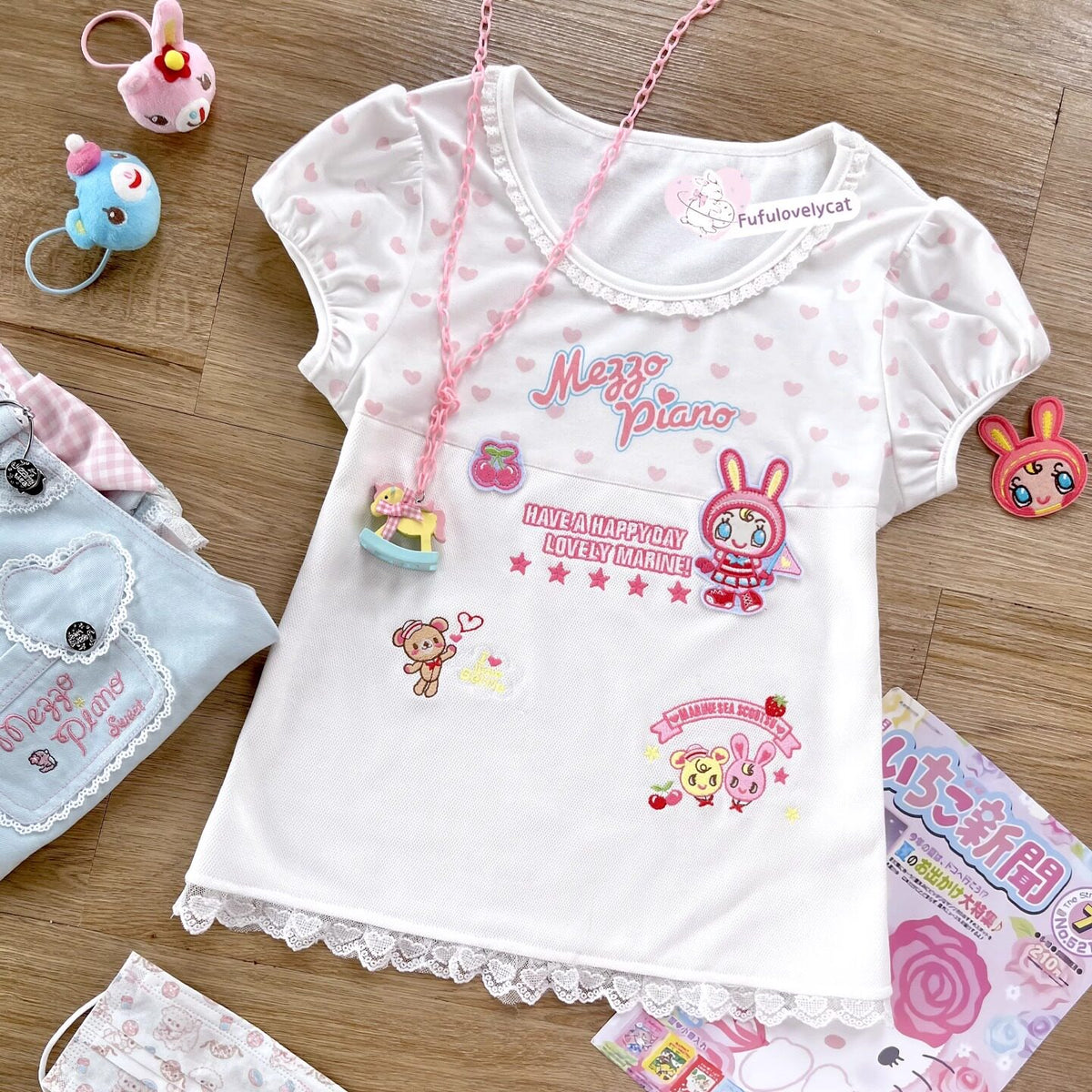 Bunny Planet - Jojifuku Embroidered Lace Tee White Top shirt bunnyplanet