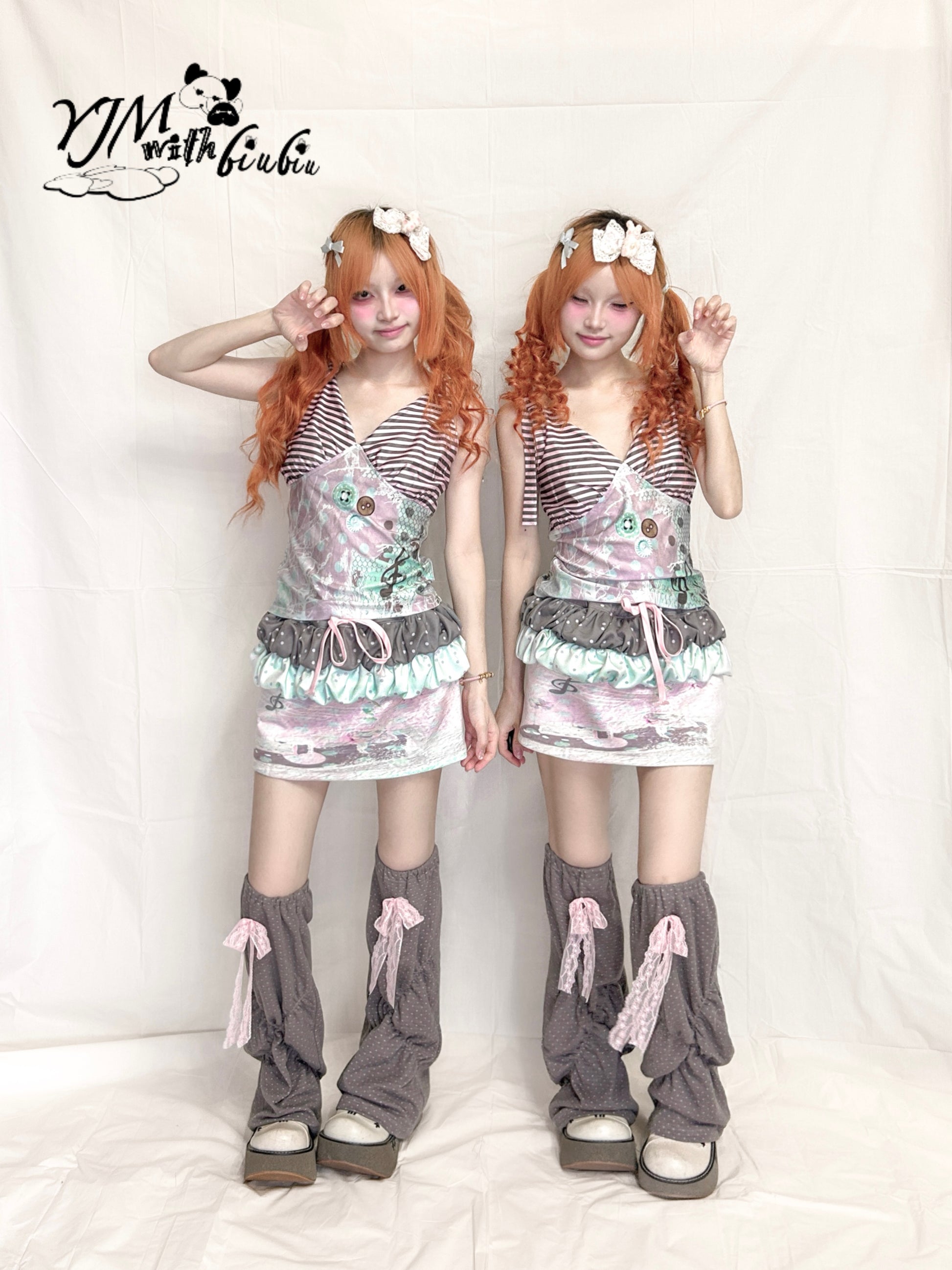 YJM with biubiu - Cream Puff Skirt with 3D Floral Edge skirt YJM with biubiu