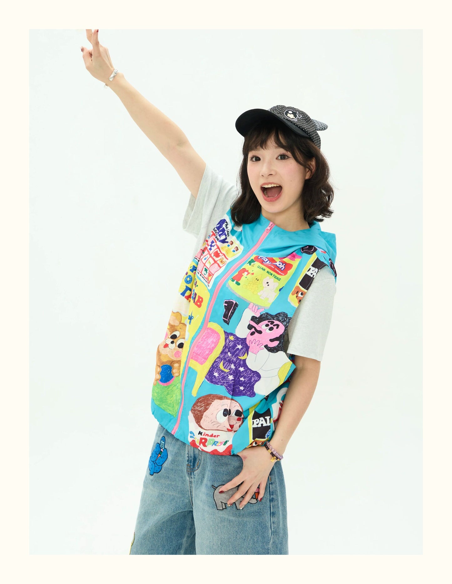 Robootoo - Color Print Zip-Up Hooded Vest vest Robootoo