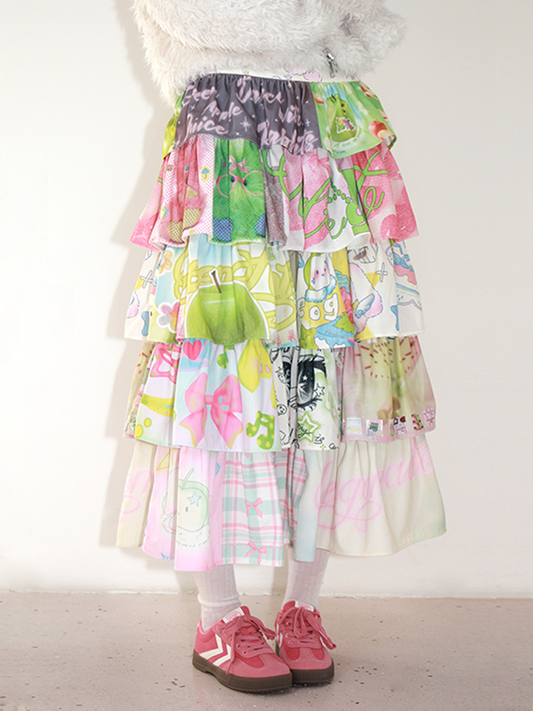 NeogoMade Bunny Cake Tiered Skirt | Harajuku Kawaii Dopamine Apple Skirt skirt NeogoMade