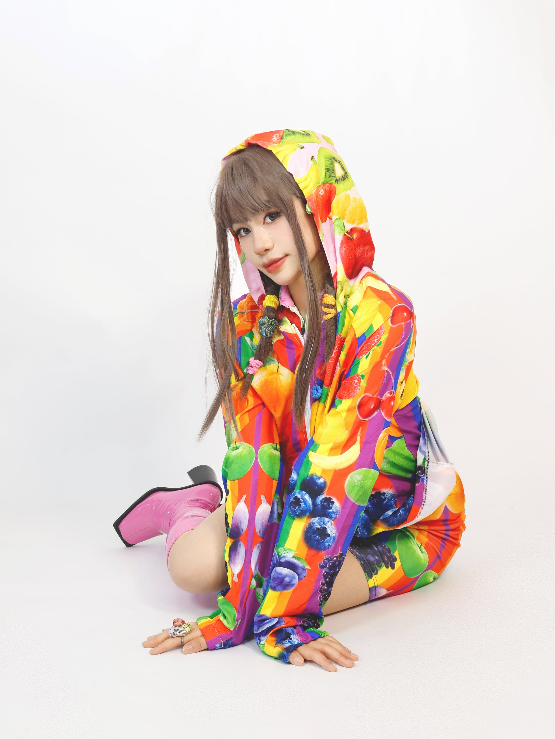 Harajuku Jacket Fruits Print Jacket Summer Wear Jacket Hooded Sun Shirt jacket Leerroo