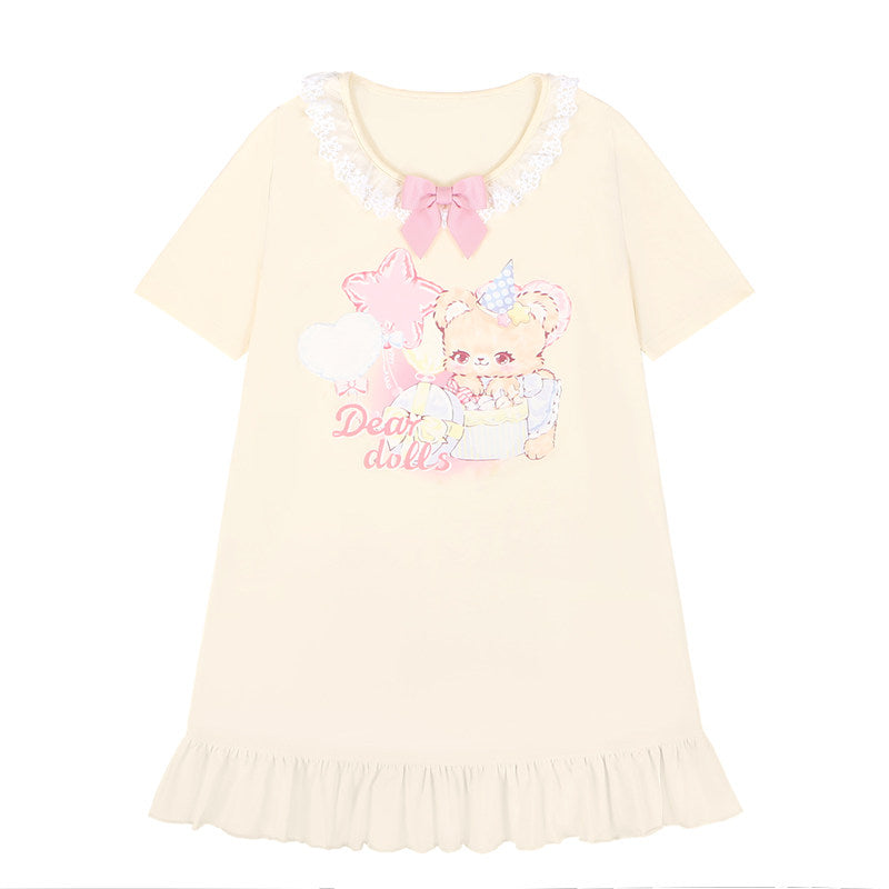 Dear Doll - Star Balloon Lace Collar Tee Dress dress dear doll Yellow S