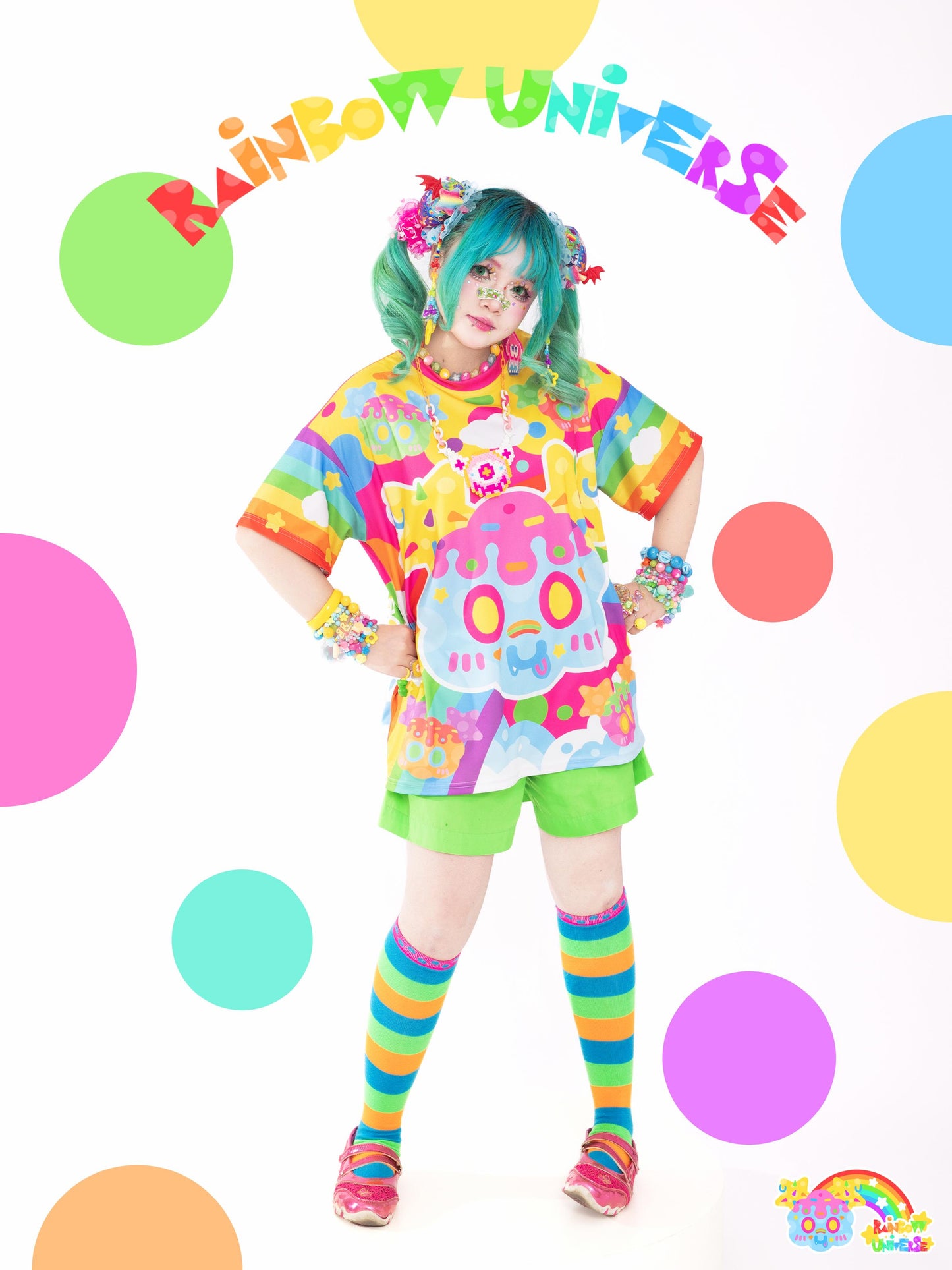 Rainbow Universe RUX - Decora Kei Rainbow Oversize Short Sleeve Tee tshirt Rainbow Universe RUX