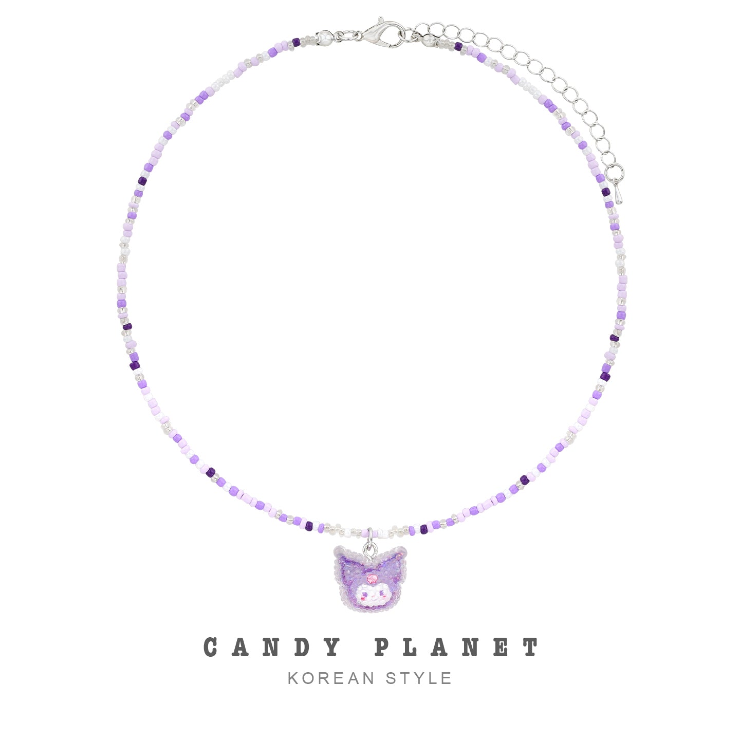 Candy Planet - Decora Kei Kuromi Purple Sugar Beaded Necklace necklace candy planet