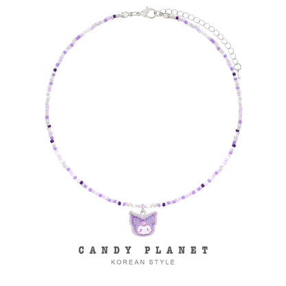 Candy Planet - Decora Kei Kuromi Purple Sugar Beaded Necklace necklace candy planet