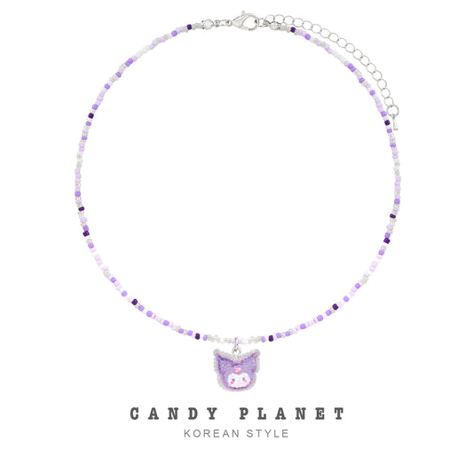 Candy Planet - Decora Kei Kuromi Purple Sugar Beaded Necklace necklace candy planet
