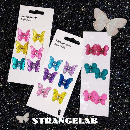 StrangeLab Transparent Clip | Candy Color Butterfly Claw Clip | Thick Mini Hair Clips hair clip strangelab