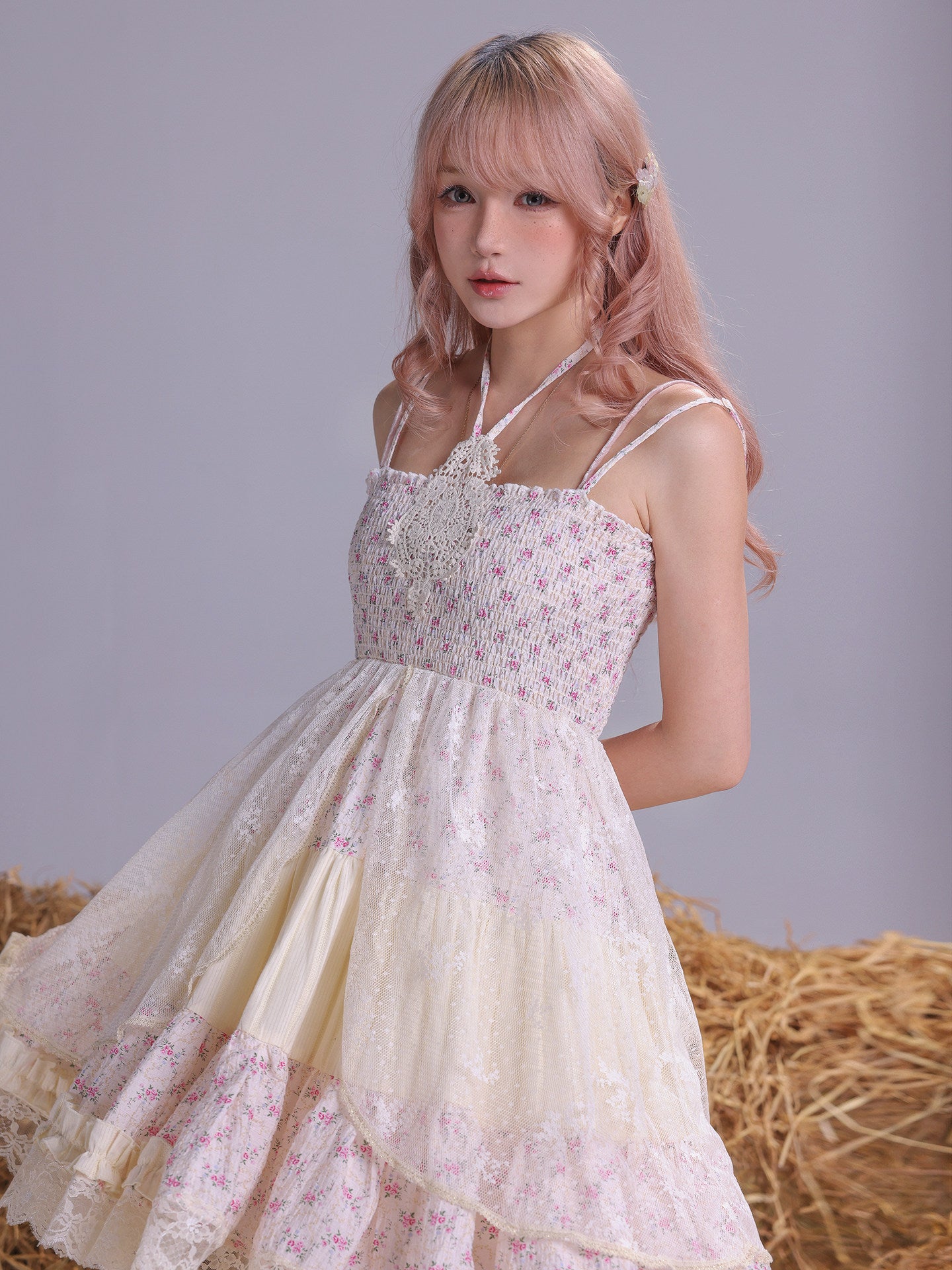 Rose Island - Mori Floral Tiered JSK Dress dress Rose island