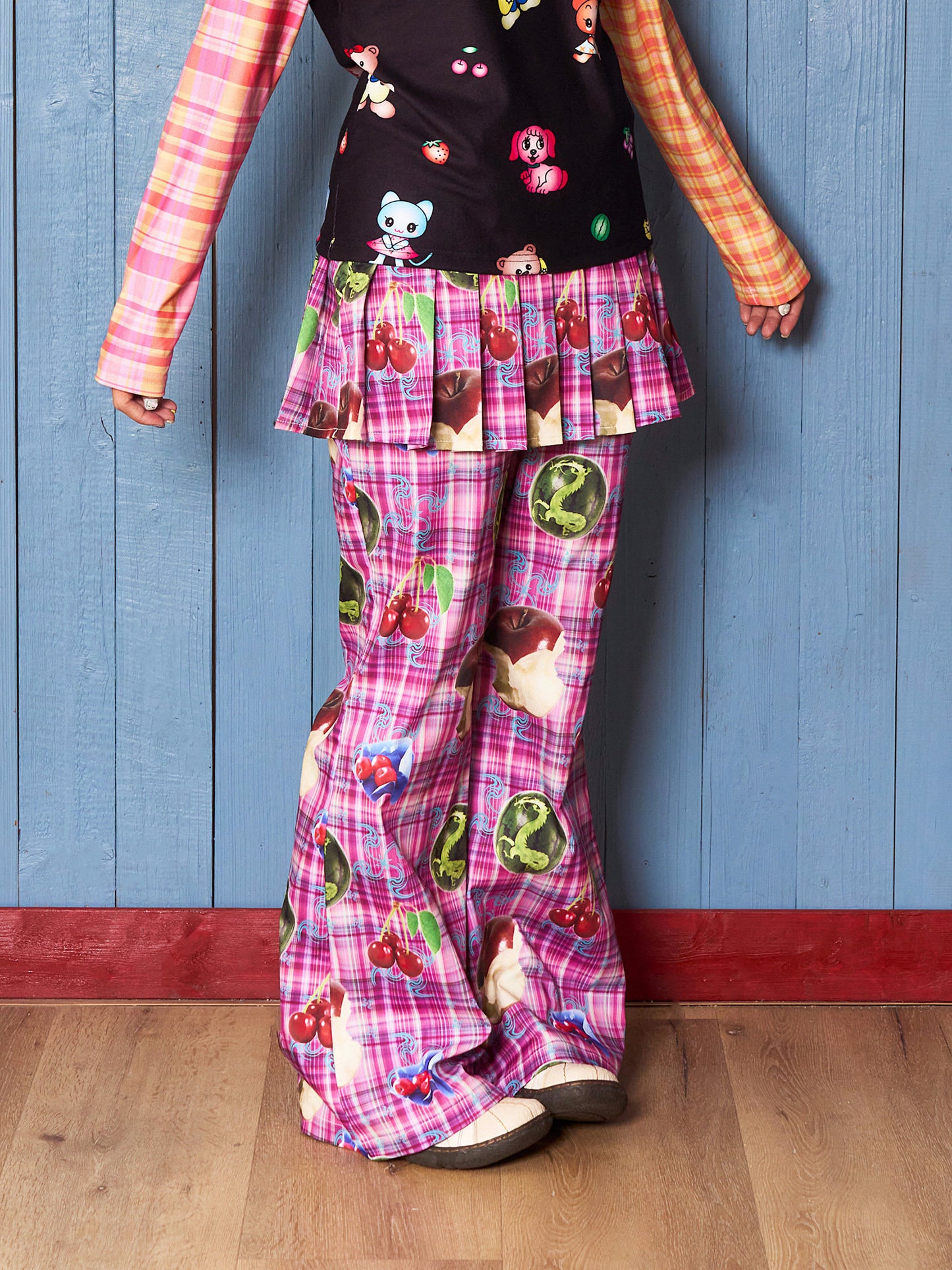 FRUITS - Apple Watermelon Print Pleated Pants pants Fruits