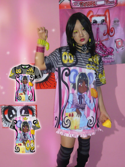 ki00bi00 - Anime Maid Graphic Loose Tee shirt ki00bi00