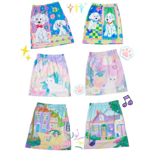 MeowMeow Bug - Decora Kei Double Print A-Line Skirt skirt MeowMeow Bug