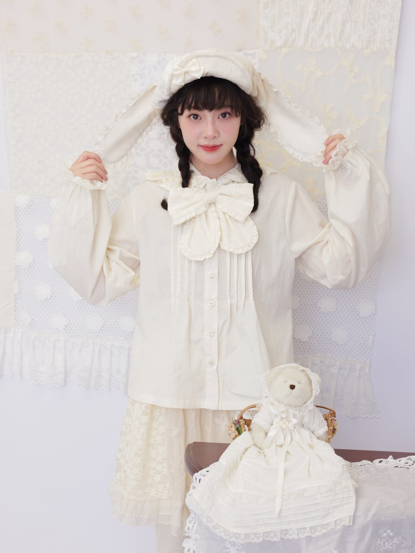 SemenCoicis - Lace Hood Bow Blouse shirt SemenCoicis