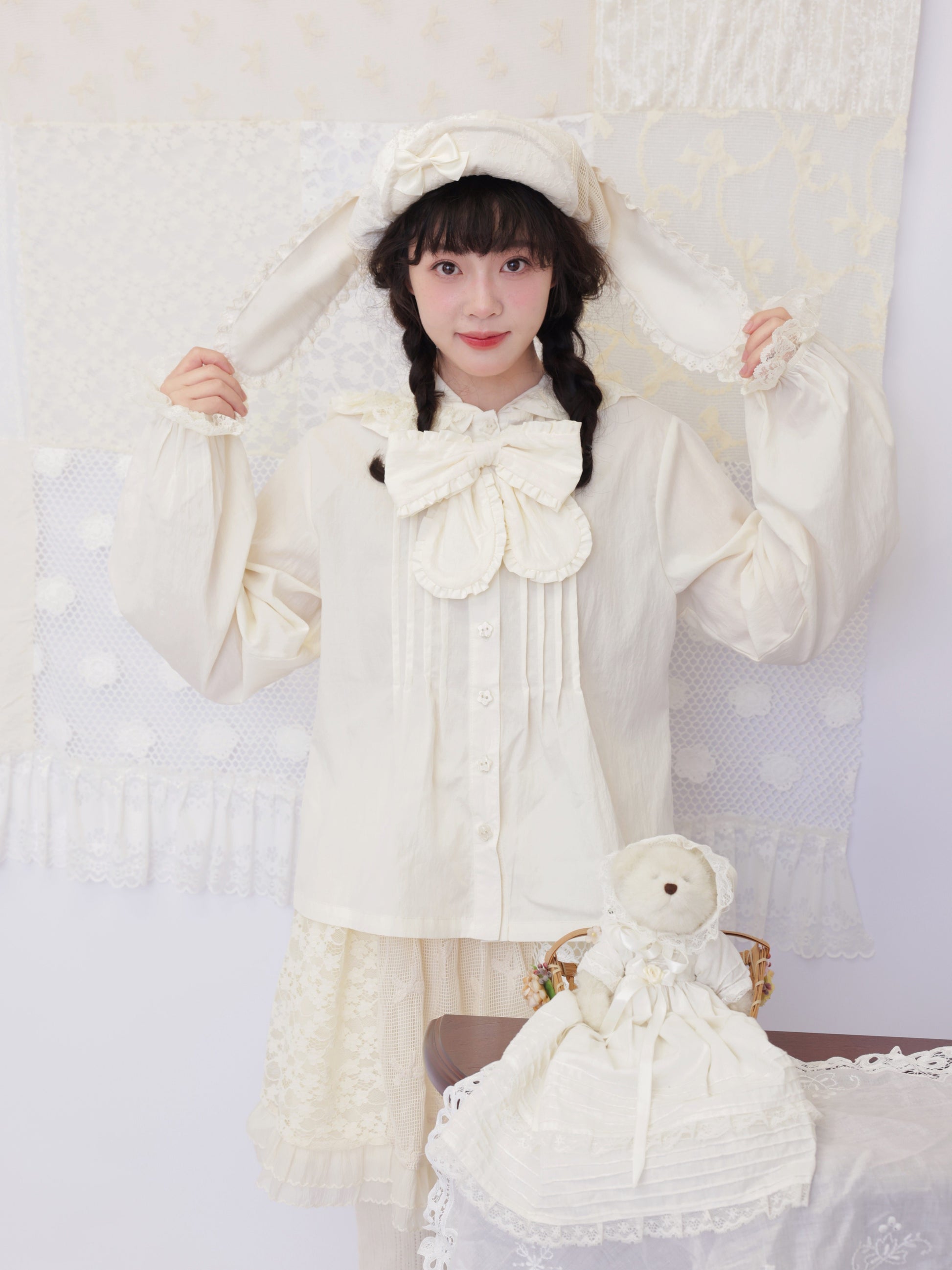 SemenCoicis - Lace Hood Bow Blouse shirt SemenCoicis
