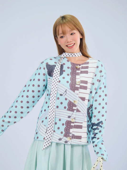 MeowMeow Bug - Y2K Knit Cardigan Cropped Soft Slim Fit