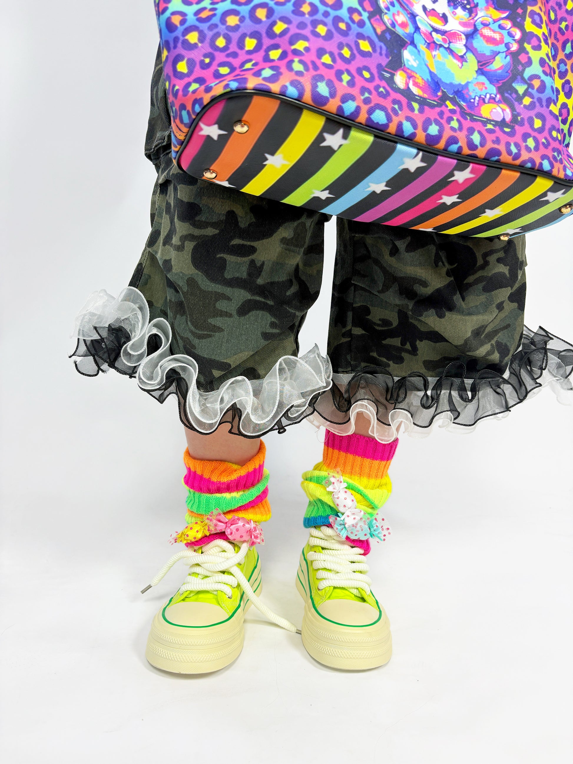 LEERROO - Decora Kei Rainbow Stripe Knit Leg Warmers leg warmmers Leerroo