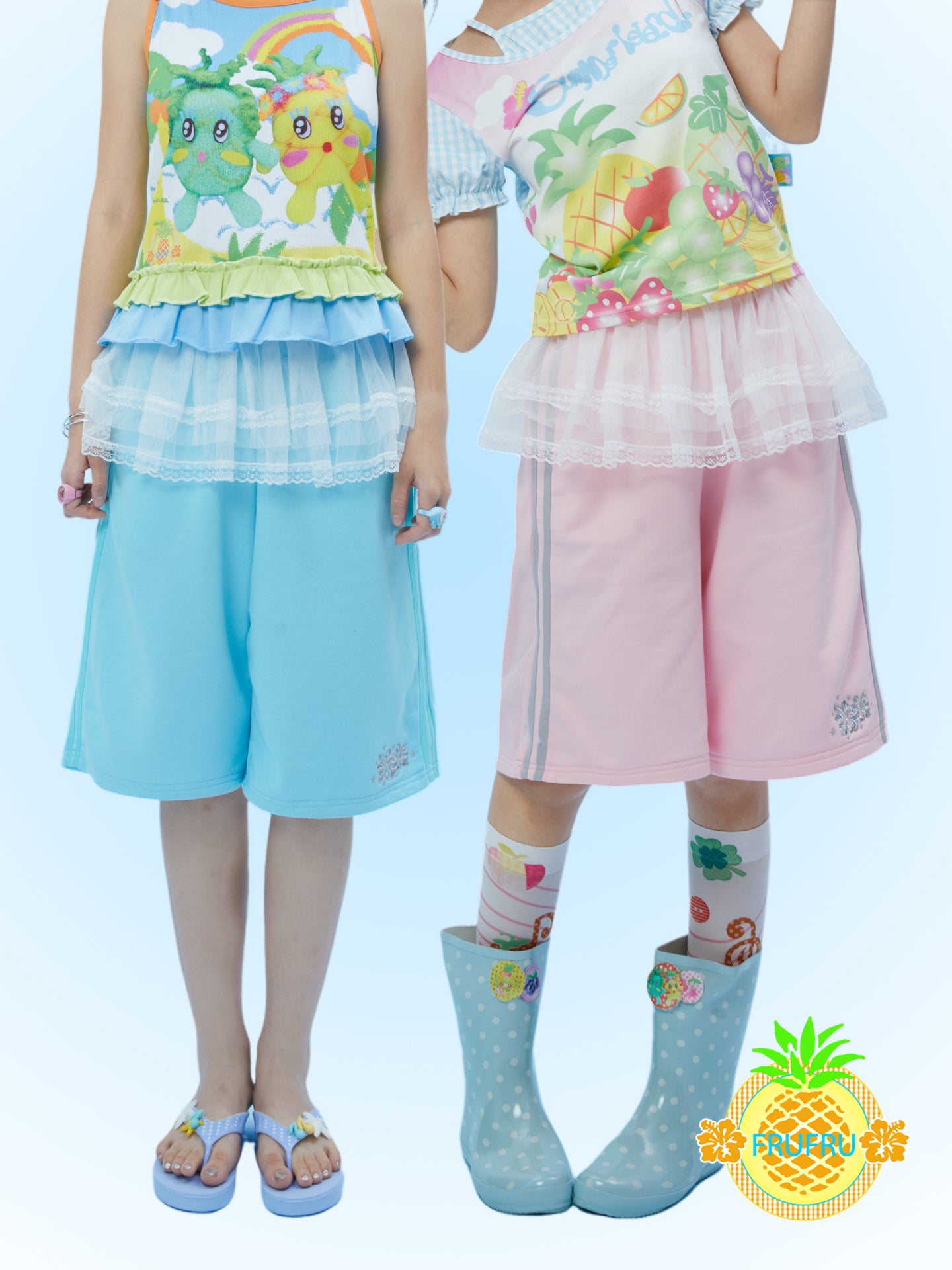 Frufru Lace-Trimmed Cotton Sports Shorts | Cute Girly Loungewear shorts frufru