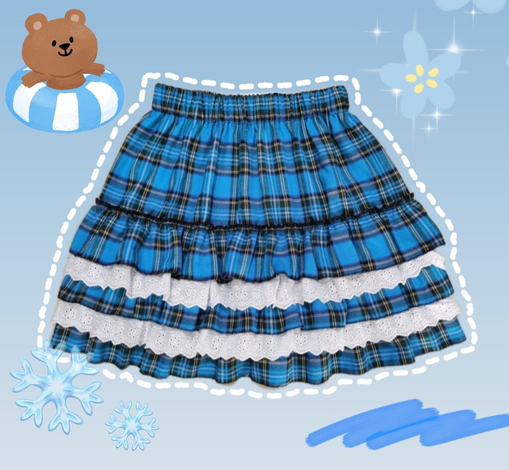 Little Bear - Y2K Decora Kei High Waist Lace Layered Skirt skirt little bear