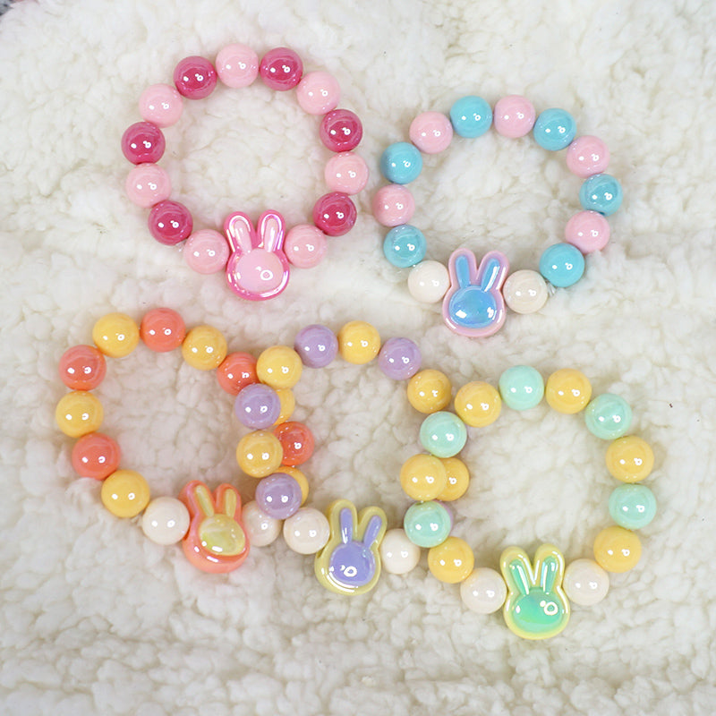 Maojiang Two-Tone Rabbit Head Macaron Bracelet | Dopamine Cute Soft Girl Wristband bracelet maojiang