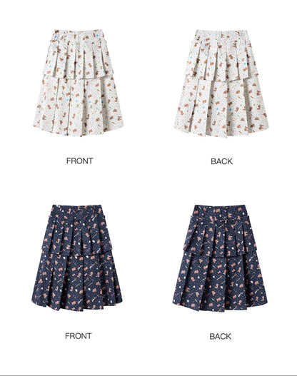 tntntutu - Teddy Floral Layered Pleated Skirt skirt tntntutu