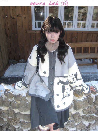 OOURSLAB - Christmas Puppy Jacquard Cardigan cardigan OOURSLAB