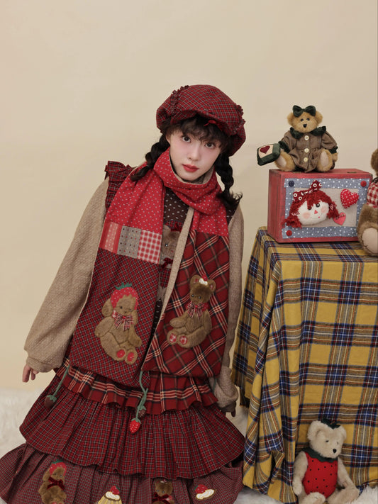 SemenCoicis - Kawaii Scarf Patchwork Plaid Floral Scarf scarf SemenCoicis