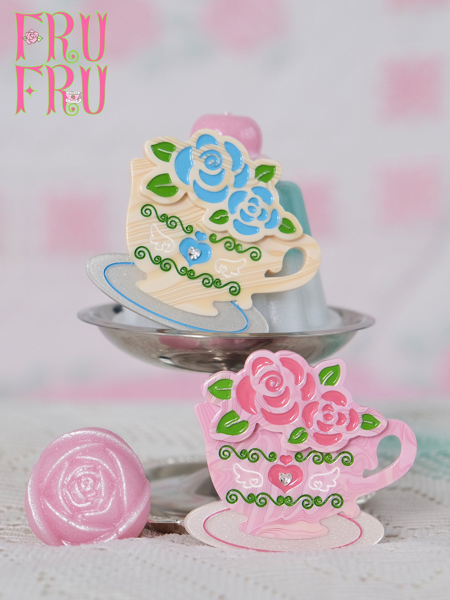 frufru - Pink Rose Coffee Hair Clip hair clip frufru