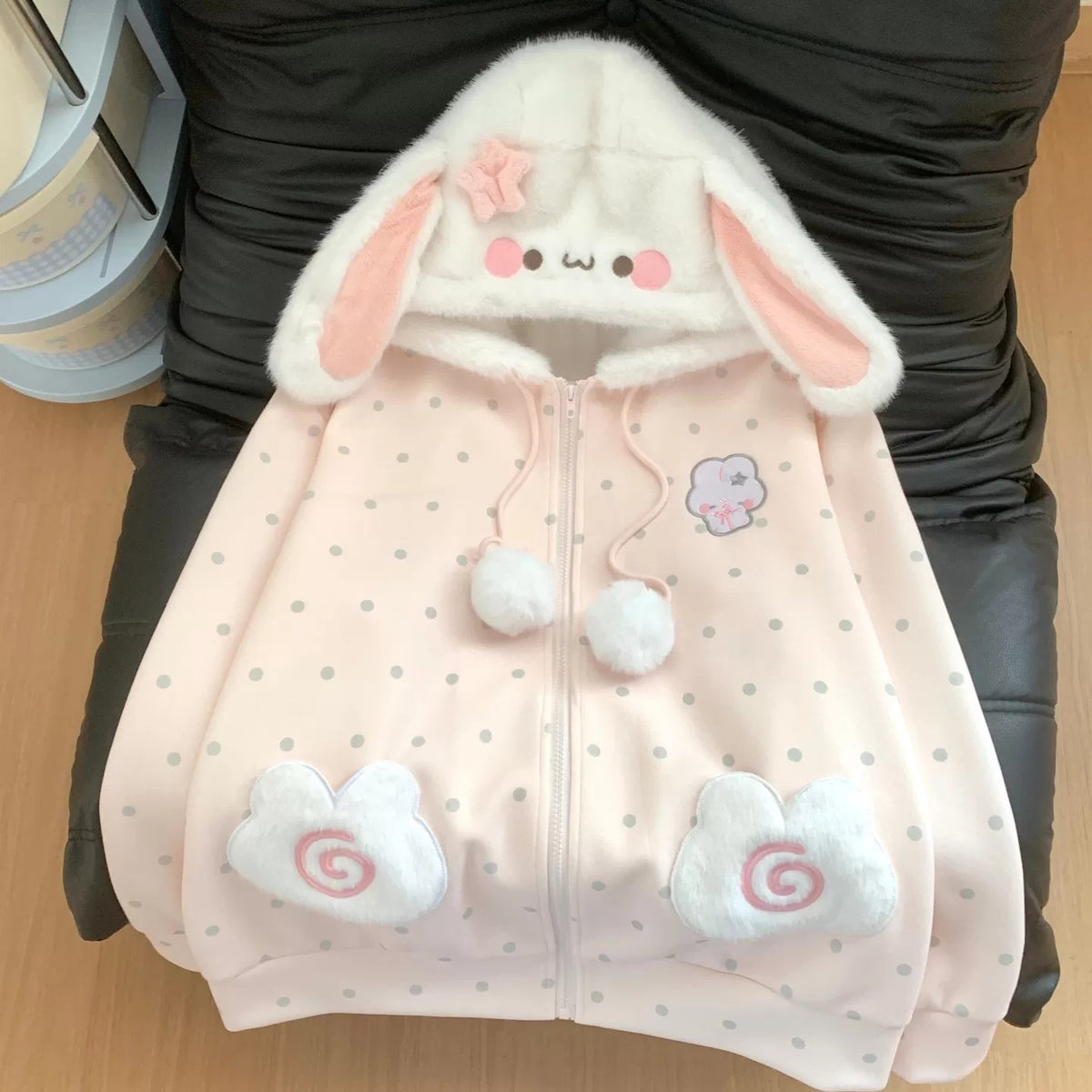 原创甜妹可爱小羊连帽棉服女保暖小个子甜美嫩粉棉衣加厚软妹外套 hoodie Blurred Bear