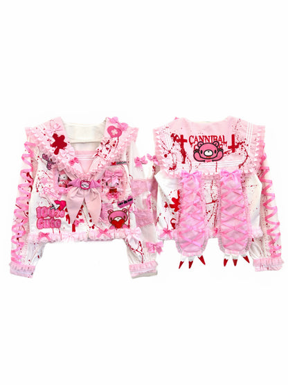 Red Devil - Gloomy Bear Bunny Ear Sailor Jacket shirt Red Devil S