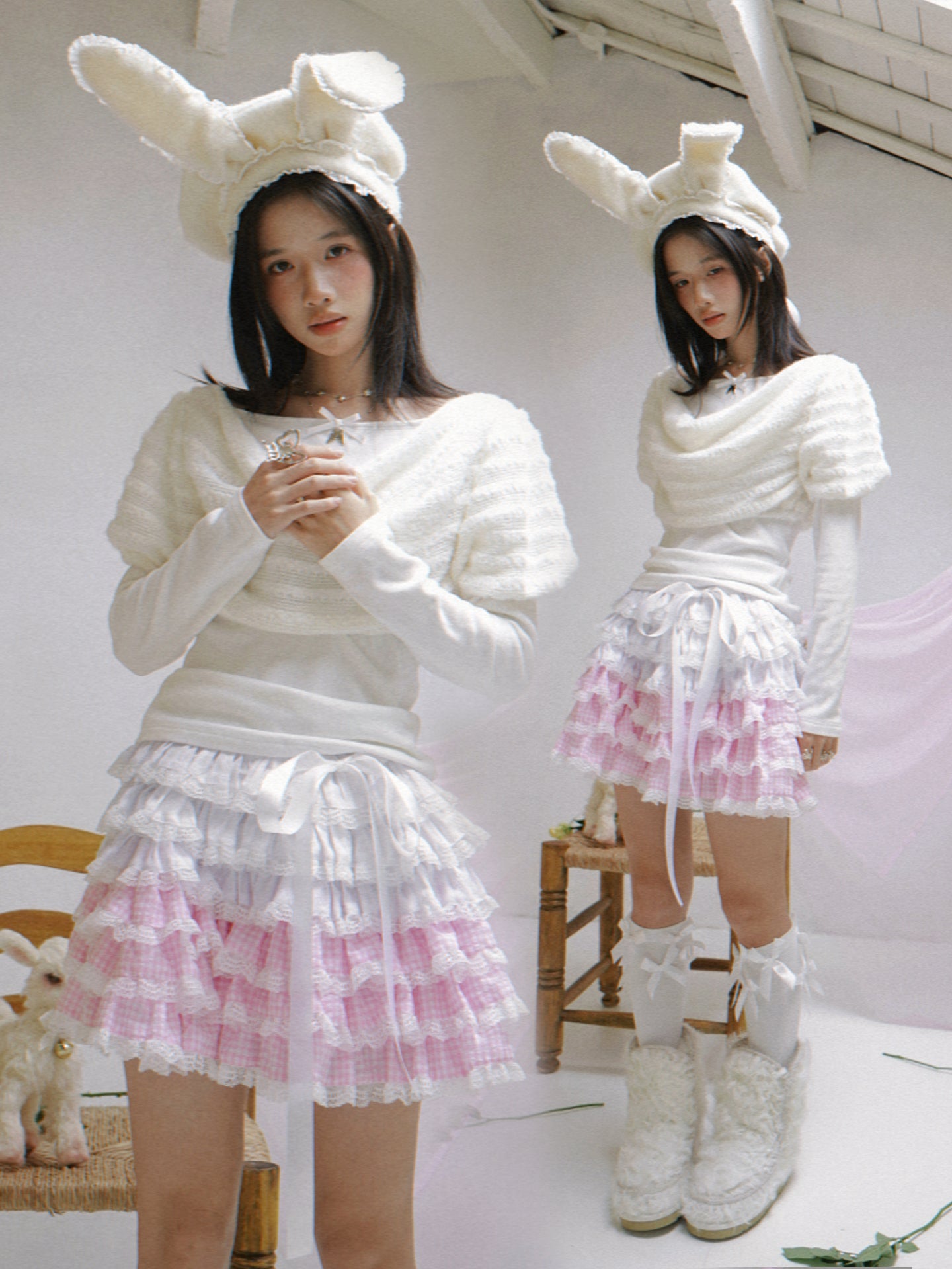 daytoday everyday institute - Girly Kei Pink Gradient Skirt skirt daytoday everyday institute