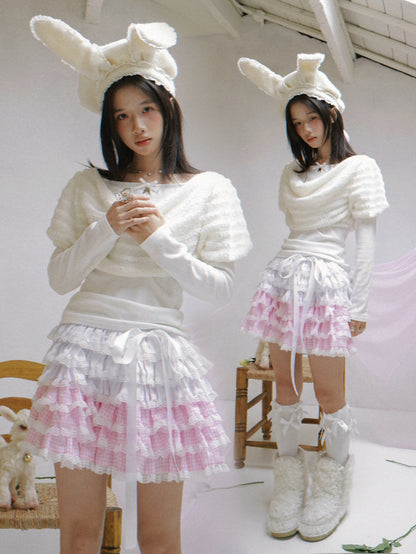 daytoday everyday institute - Girly Kei Pink Gradient Skirt skirt daytoday everyday institute