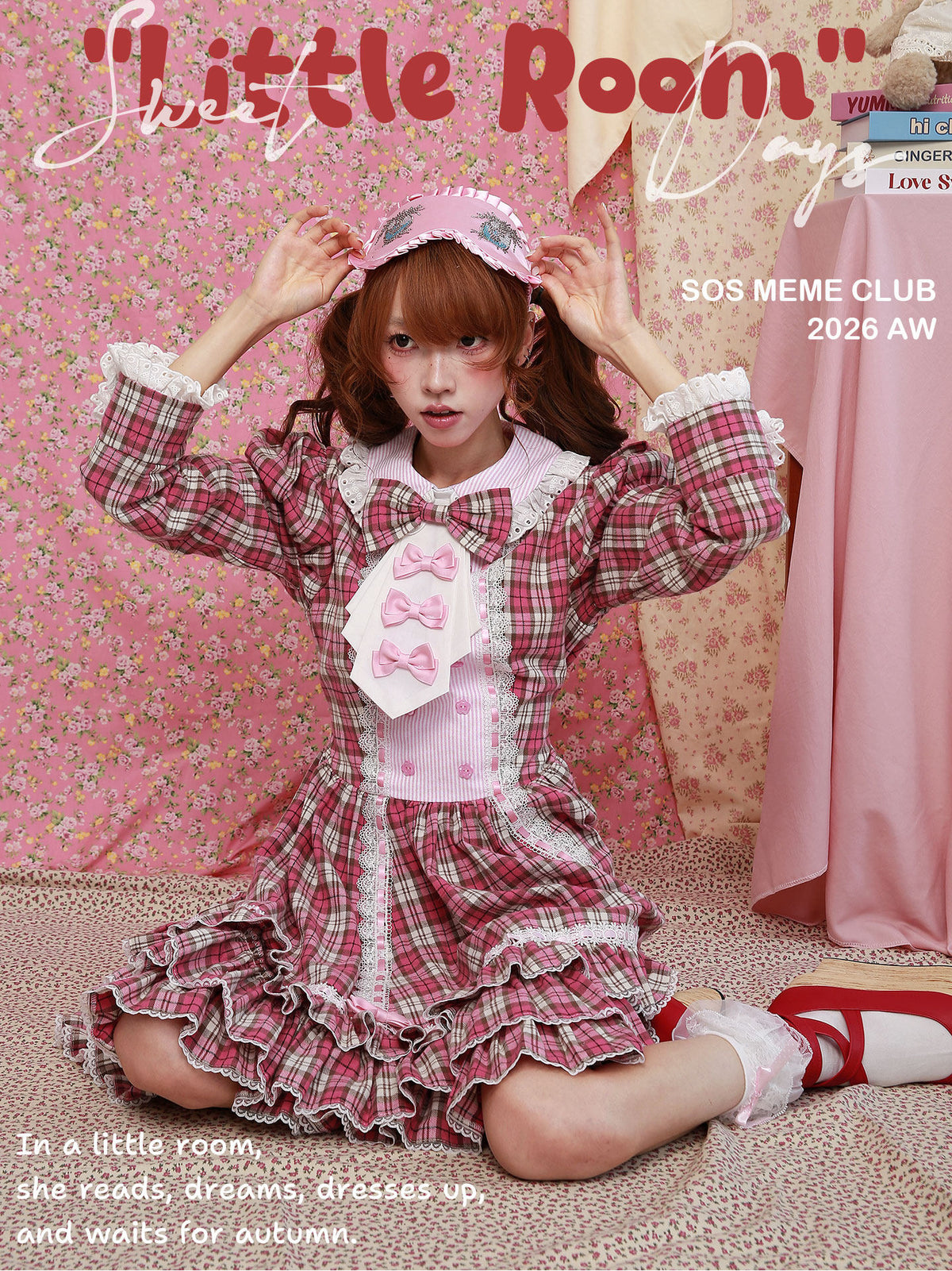 SOS MEME CLUB - Pink Plaid Retro Dress Lolita Fashion Dress dress SOS MEME CLUB