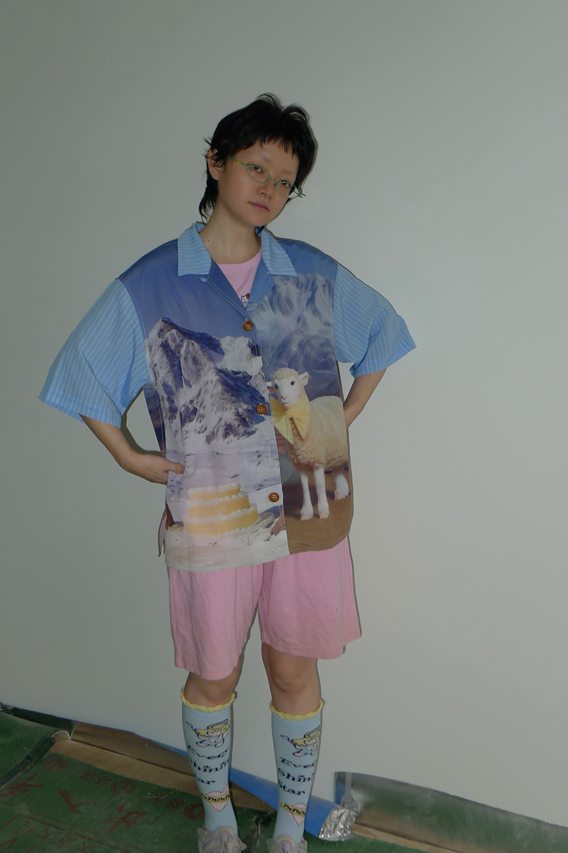No Blue Today - Snow Mountain Cake Sheep Bow Shirt shirt No Blue Today