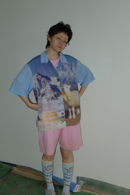 No Blue Today - Snow Mountain Cake Sheep Bow Shirt shirt No Blue Today