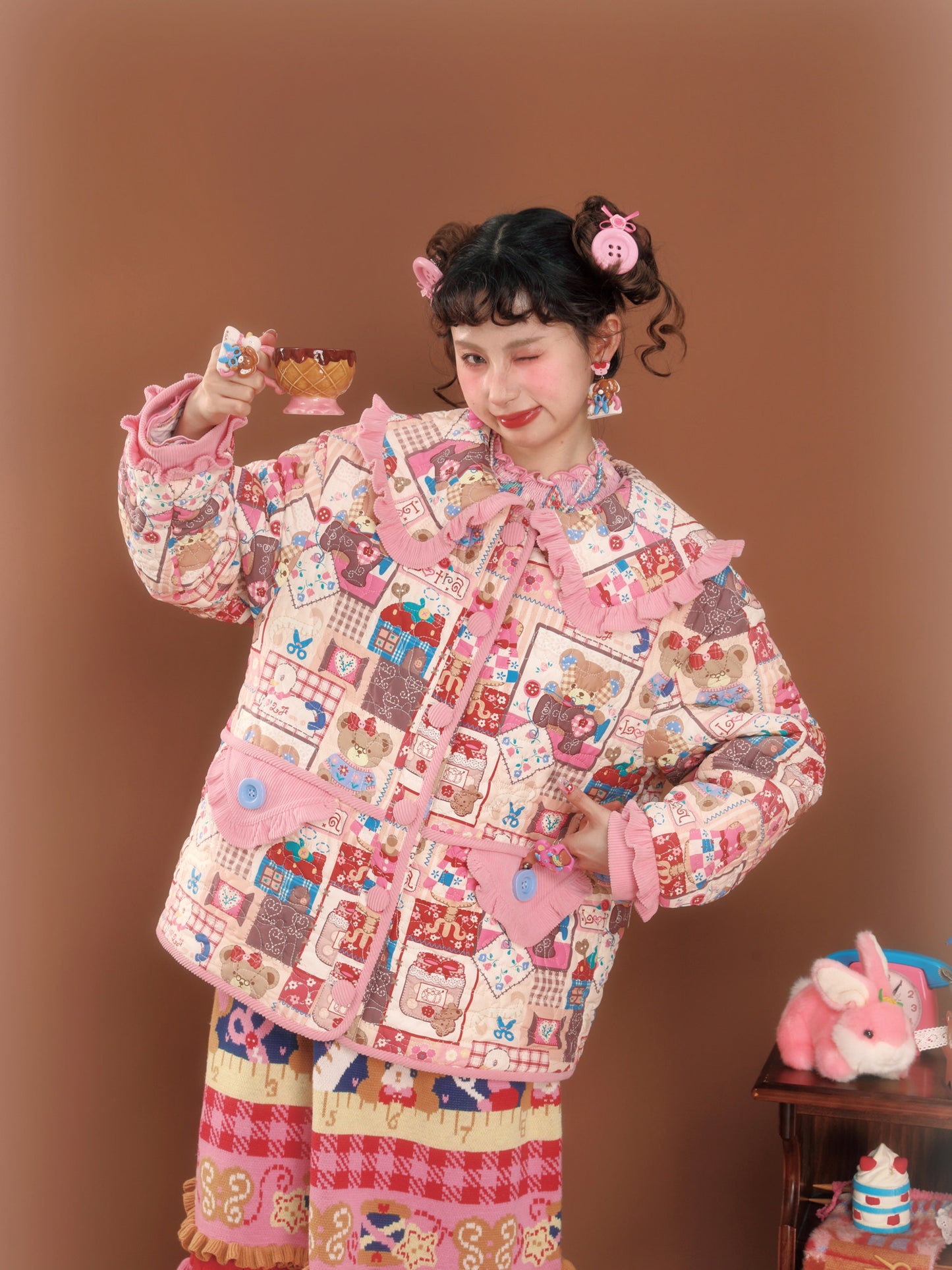 LutraJump - Decora Kei Patchwork Padded Jacket coat Lutra Jump
